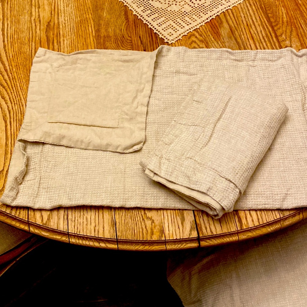 Pottery Barn king duvet 2 euro Shams Belgian linen waffle weave